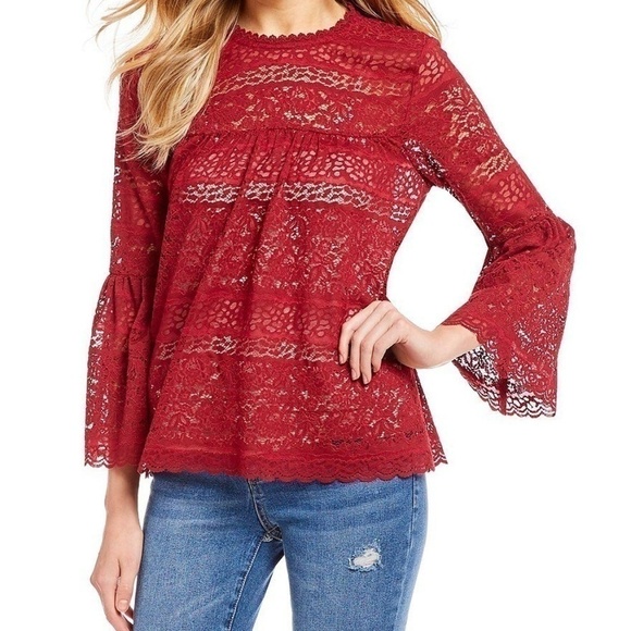 Coco + Jaimeson Lace Top Bell Sleeves Small​​ - Picture 1 of 7